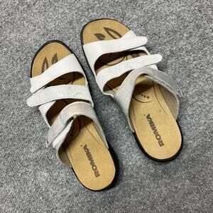 Romika Sandals Womens Size 9 White Silver Slide Wedge Hook Loop Comfort EU 40